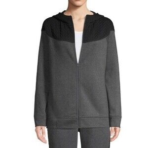 St. John’s Bay Women’s Long Sleeve Zip Up Hoodie Gray/Black SIZE Large